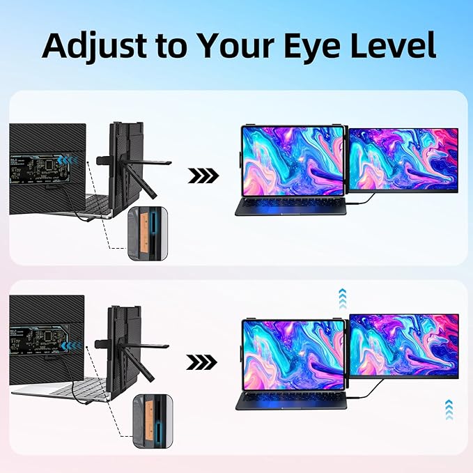 Laptop Screen Extender Dual Monitor - 15.6 Portable Monitor Detachable IPS 1080P FHD 85% NTSC Travel Screen USB-C HDMI Port Compatible with Wins Mac Chrome Dex Fits 13-17 Laptops