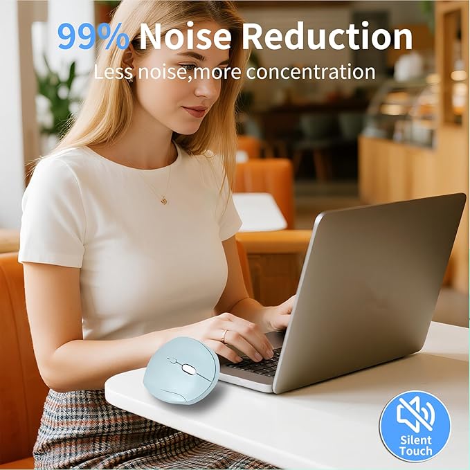 Wireless Silent Ergonomic Vertical Mouse - Dual Mode 2.4G/Bluetooth Rechargeable Type C Pain Relief for Office and Home Use Compatible with Laptop &amp PC (Green)