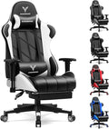 Gaming Chair with Footrest Ergonomic High-Back PU Leather Computer Chair with 3D Adjustable Armrests Headrest and Lumbar Support Office Desk Chair with Diamond Stitching for Adults &amp Teen