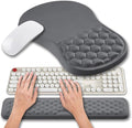 Hokafenle 2 in 1 Ergonomic Mouse Pad Wrist Support &amp Wrist Rest for Computer Keyboard Set with Relieve Carpal Tunnel Pain Massage Bulge and Full Memory Gel Design (2In1 Set Dark Gray)