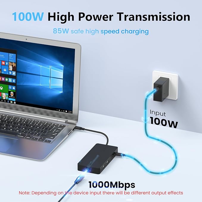 Laptop Docking Station Dual 4K HDTV Monitor Fophmo USB C to 2 HDTV Splitter Extended Display 1000Mbps LAN USB A&ampC 3.0 Ports(10Gbps) SD/TF Card 100W PD Charging MacOS Only Mirrors Same Screen
