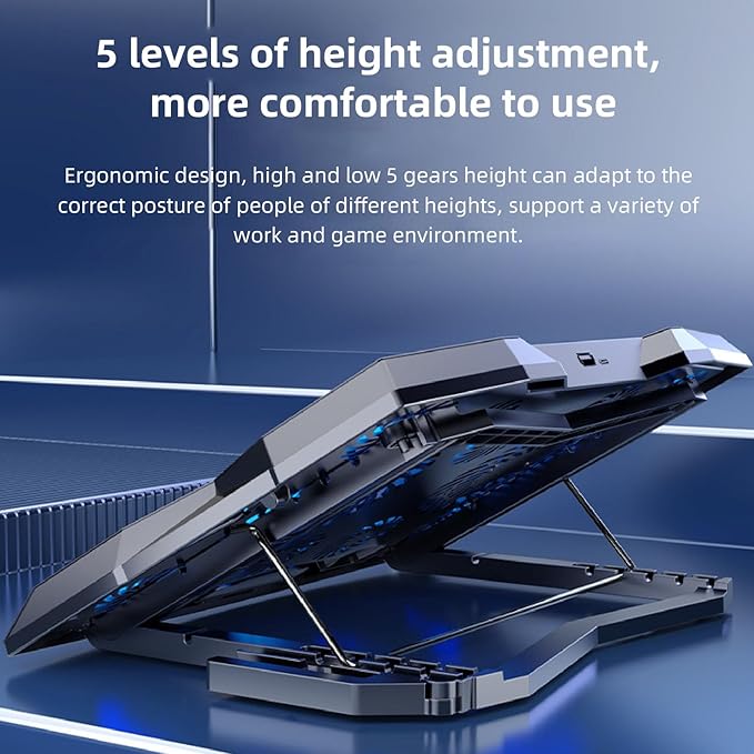 Laptop Cooling Pad Laptop Cooler Stand 3500RPM Type C 11 Fans 5 Height Adjustable Portable Laptop Fan Cooler Stand ABS &amp SUS 39.82oz for Home Office