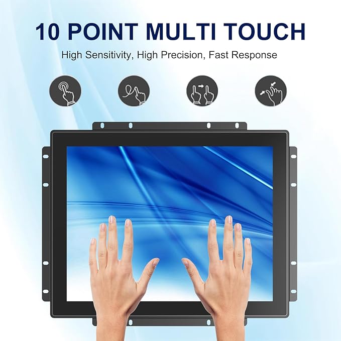 15 Inch Capacitive Touch Screen Monitor 1280x1024 Industrial Touch Display with 10-Point Touch Metal Housing HD-MIVGA Input Open Frame Touch Monitor for Industrial Automation Control