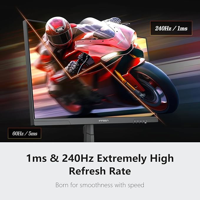 INNOCN 24.5 Inch Gaming Monitor 1440P 240Hz QHD 2K PC Desktop Gaming Screen Fast IPS HDMI 2.1 Display DisplayPort Built-in Speaker 25G2S