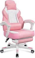 Meilocar Gaming Chair with Footrest Video Game Chair for Adults Ergonomic Big and Tall Computer Chairs with Massage Lumbar Support 330lbs 360° Swivel Seat (Pink)