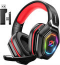 Ozeino 2.4GHz Gaming Headset Wireless with Flip Mic for Ps5 Ps4 PC Gaming Headphones with USB-A &amp USB-C Transmitter 40Hr Battery Gamer Headset for Laptop Mobile Mac