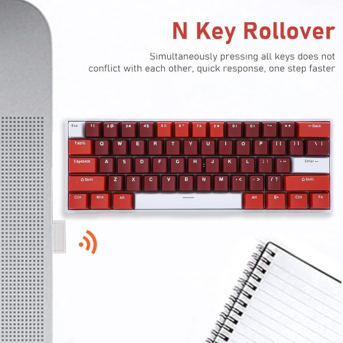 ciciglow Gaming Keyboard 2.4G / BT3.0 5.0/Type C Wired Mechanical Keyboard RGB Backlit 61 Keys Blue Switch Computer Keyboard for for for Android for iOS