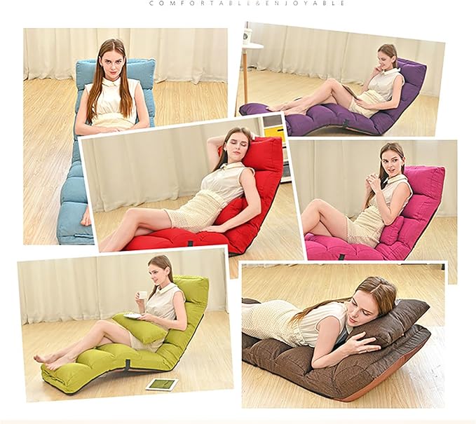 NaKeah Large Floor Chair for Adults Sofa Recliner Chairs Head Back Foot Adjustable Living Room Lounge Chair for Gaming Reading Meditating with PillowF