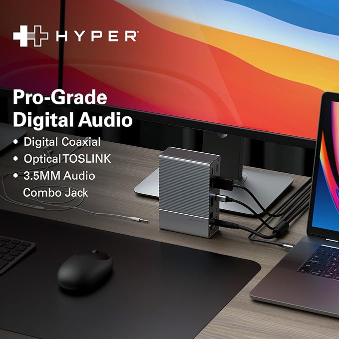 HyperDrive USB-C &amp Thunderbolt 4 GEN2 14-in-1 Dock for MacBook Pro/Air iPad PC - High-Speed Thunderbolt Docking Station - 40Gbps Gigabit Ethernet 85W PD