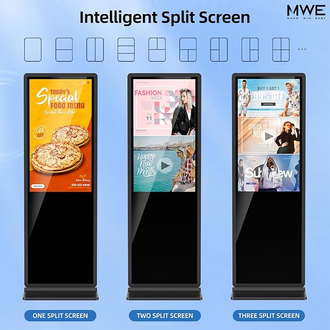 JIYANG 32 Inch Indoor Touchscreen Digital Signage Floor Standing Digital Interactive Kiosks LCD Totem Monitor with WiFi/USB Input Auto Media Player Android SystemFree Customization Logo