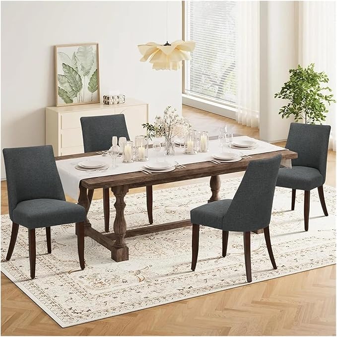 Adjustable Office Computer Chair with Armrest 1pcs Comfortable Upholstered Wood Dining Room Seats Chairs with Back Fabric Furniture