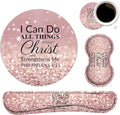 Keyboard Wrist Rest and Mouse Pad Wrist Rest Set with Coasters [4Pcs] Memory Foam Easy Typing Pain Relief Non-Slip Rubber Base for Computer Laptop Home &amp Office Bible Verse Philippians 4-13