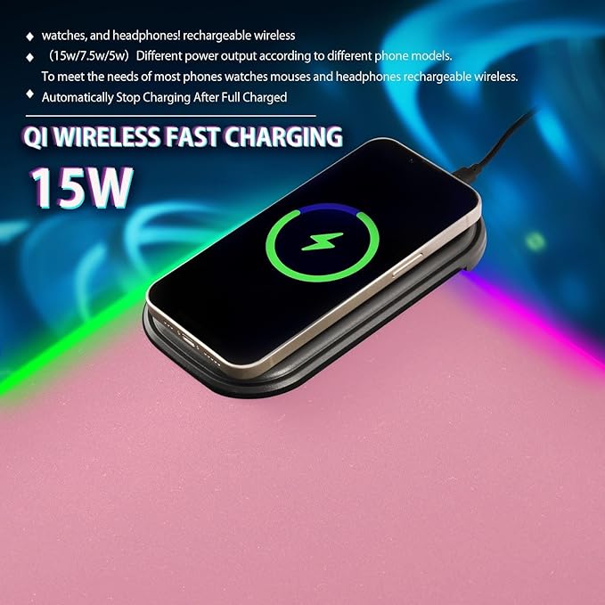 Dark Peach Mouse Pad Gaming Mousepad Non Slip Desk Mat Wireless Charging RGB Computer Mouse Pads Keyboard Mats Pad for Desktop Home Office 35.4 x 15.7 in