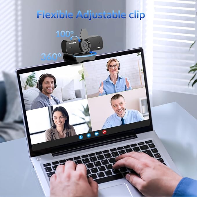 4K Webcam for PC with Stable Auto Focus Smooth Video 2 Noise-Cancelling Microphones USB Plug &amp Play with Adjustable Stand Ideal for Online Teaching Meetings and Remote Communication