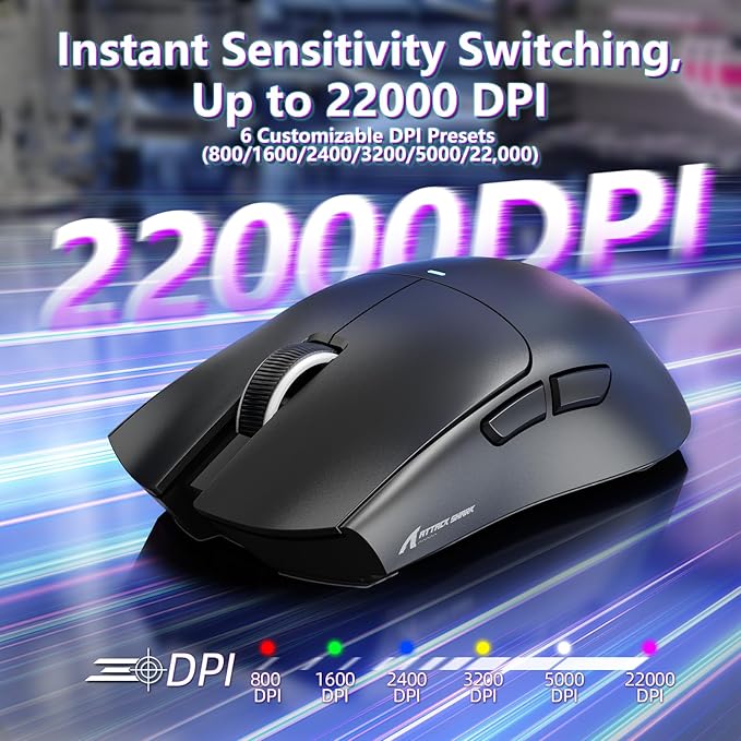 MAMBASNAKE Attack Shark X11SE Lightweight Wireless Gaming Mouse Tri-Mode 2.4G/USB-C Wired/BT 22K DPI PAW3311 Optical Sensor 59g 5 Programmable Buttons 300mAh Battery for PC/Mac(Black)
