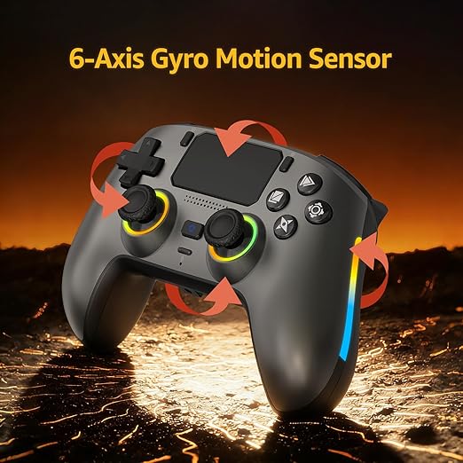 IWGAME Wireless Controller for PS-5/PC Gamepad Built-in Mic with 2 Back Buttons Support Remap/Combo Functions Hall Effect Trigger&ampJoysticks Motion Control 3.5mm Headphone Jack Cool RGB Light（