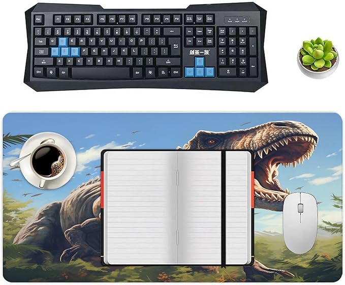 XXL Gaming Mouse Pad Animal Dinosaurs XXL Gaming Mouse Pad Large Desk Mat Protector for Desktop Anti-Slip Rubber Extended Computer Keyboard Mat Writing Pad for Work Office 15.7 * 35.4 inB-400