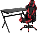 Flash Furniture Black Gaming Desk and Red/Black Reclining Gaming Chair Set with Cup Holder Headphone Hook &amp 2 Wire Management Holes
