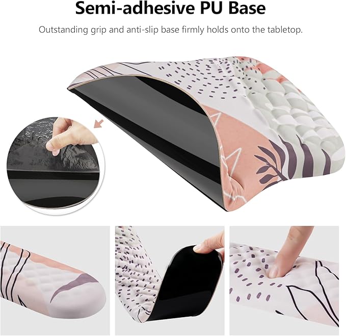 Mouse Pad Wrist Support 2 in1 Keyboard Wrist Rest+ Ergonomic Mouse Pad Non-Slip Wrist Rest for Computer Keyboard Made Easy Typing &amp Relieve Wrist Pain（Leaf