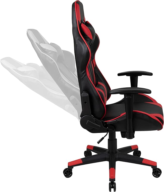 Flash Furniture Black Gaming Desk and Red/Black Reclining Gaming Chair Set with Cup Holder Headphone Hook &amp 2 Wire Management Holes