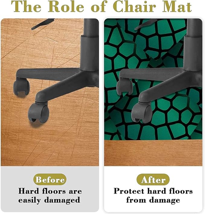 Green PU Leather Office Chair Mat Soft Non Slip Round Floor Mat Alligator Skin Pattern Luxury Lifestyle Hardwood Floor and Protector for Rolling Chair Abstract Diameter 39.4 in