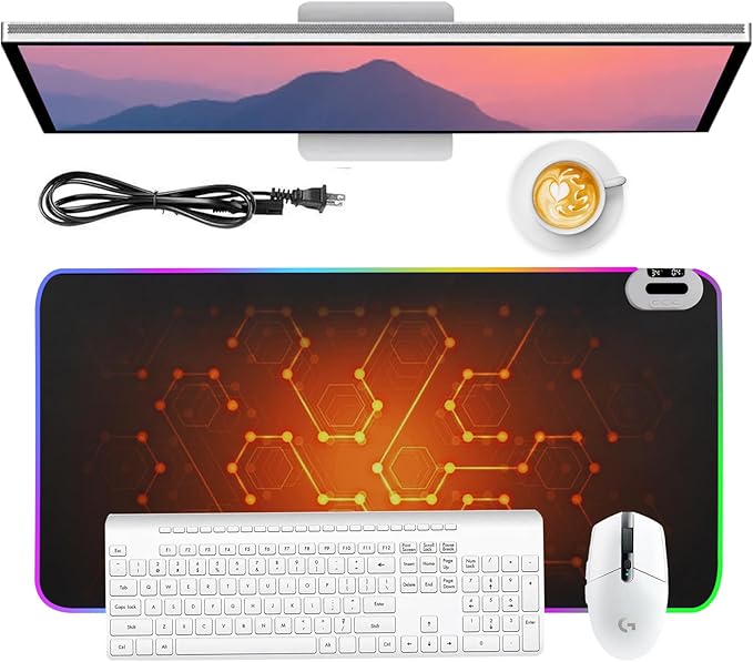 Heated Mouse Pad - Warm Mouse Pad - 6-Level Temperature Adjustment Smart Temperature Control LED Gaming Mouse Pad 8-Hour Timer with Auto Shut-Off31.5 x 15.7 inches