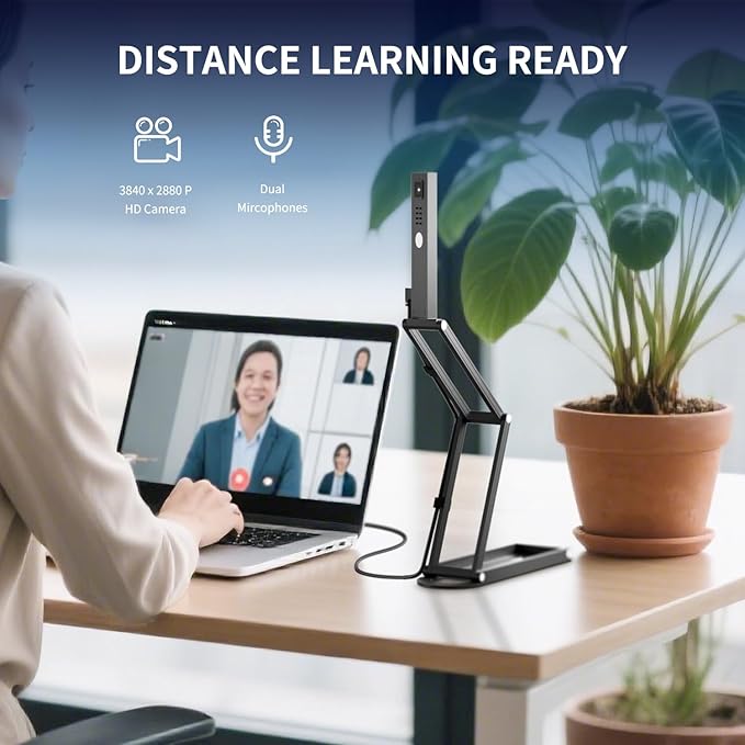 NetumScan 4K USB Book Document Camera &amp Webcam with Built-in Microphone &amp AutoFocus USB Visualiser A3-Size Built-in 3-Level LED Foldable for Web Distance Learning&ampTeaching Compatible Ma