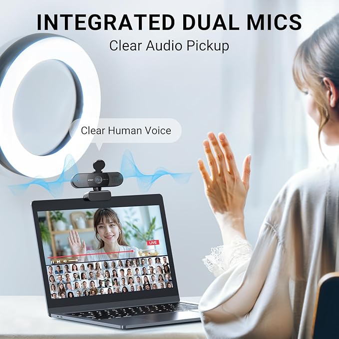 EMEET 2024 Upgraded C960 Webcam for PC Autofocus 1080P HD 73° View Angle Computer Camera w/Privacy Cover and Microphone Plug and Play USB Webcam for Video Calling/Zoom/Teams/Google Meet