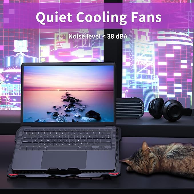 AICHESON S035 Purple Laptop Cooler and Gaming Laptop Cooling Stand AA2 Set