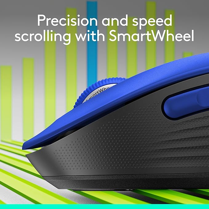 Logitech Signature M650 L Full Size Wireless Mouse - for Large Sized Hands 2-Year Battery Silent Clicks Customizable Side Buttons Bluetooth for PC/Mac/Multi-Device/Chromebook - Classic Blue