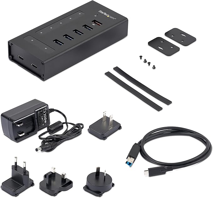 StarTech.com 7 Port USB C Hub - USB Type-C to 2x USB-C/5x USB-A - Commercial Metal USB 3.0 - SuperSpeed USB 3.0 (5Gbps) - BC 1.2 Fast Charge - 5 x usb-a 2 x usb-c (HB30C5A2CST)
