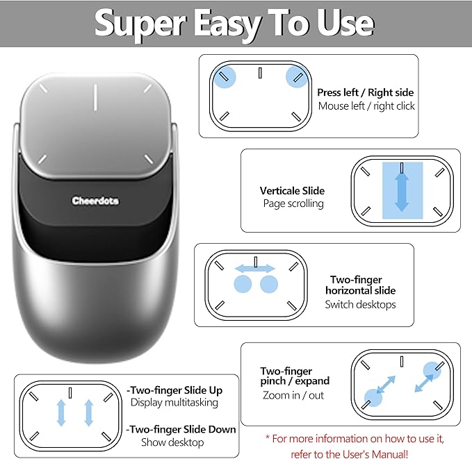 2026 Upgraded AI Voice Mouse - Wireless Air Mouse with AI Voice Assistant12 Languages Translation Meeting Transcription &amp Summary - Detachable Computer Mouse (Silver)