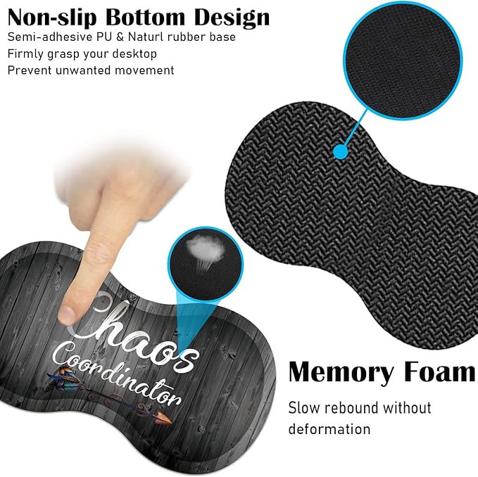 Large Game Mouse Pad + Wrist Support Pad + Coffee Coaster Quote Chaos Coordinator Foldable Table Mat with Stitched Edge Non-Slip Set Pad Suitable for Office Work and Home