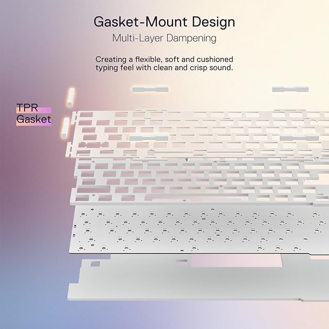 Redragon K673 PRO 75% Wireless Gasket RGB Gaming Keyboard 3-Modes 81 Keys Compact Mechanical Keyboard w/Hot-Swap Socket Dedicated Knob Control &amp Sound Absorbing Pads Linear Red Switch