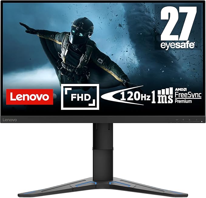 Lenovo G27e-20-2022 - Gaming Monitor - 27 Inch FHD - 100 Hz - AMD FreeSync Premium - Blue Light Certified - Tilt/Height Adjustable Stand - HDMI &amp DP