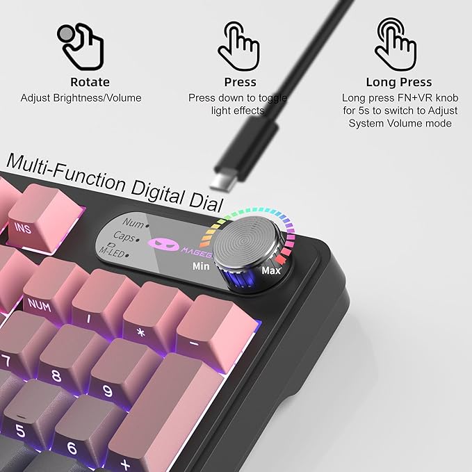 Camiysn Keyboard GK960 98 Keys 95% Layout Keyboards Type-C Connected Keyboard Side Engraved ABS Keycaps for PC/loptop/MAC