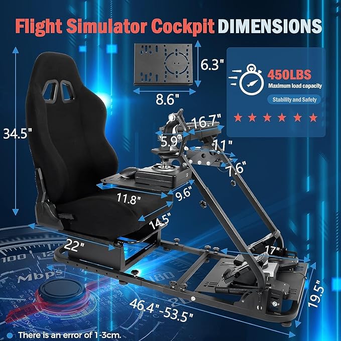Flight Simulator Cockpit &amp Racing Simulator Cockpit Compatible for Logitech G27 G29 X52 for Thrustmaster Hotas Warthog Wheel Pedal Shifter Keyboard and Flight Stick Not Included