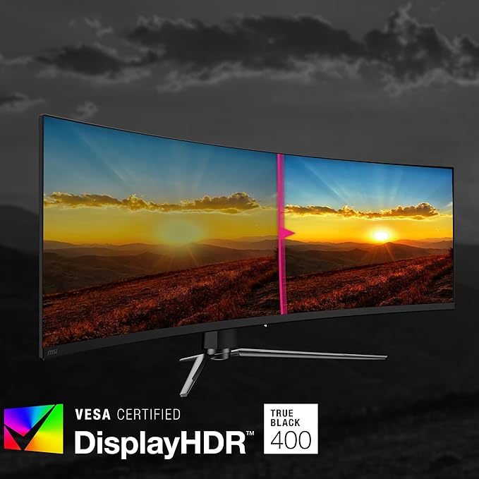 msi MPG 491CQP QD-OLED 49 Curved OLED Gaming Monitor 5120 x 1440 (DQHD) 0.03ms Response time 144Hz True Black HDR 400 HDMI DP Port USB Type C Tilt Height