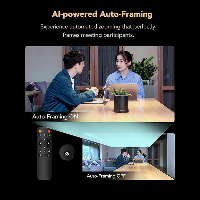 NUROUM C46 4K Video Conference Webcam with Mic 8MP CMOS/AI Auto-Framing/5x Zoom Conference Room Camera with Noise Cancelling Microphone&ampSpeaker 16ft Voice Pickup for PC/Laptop Zoom/Teams