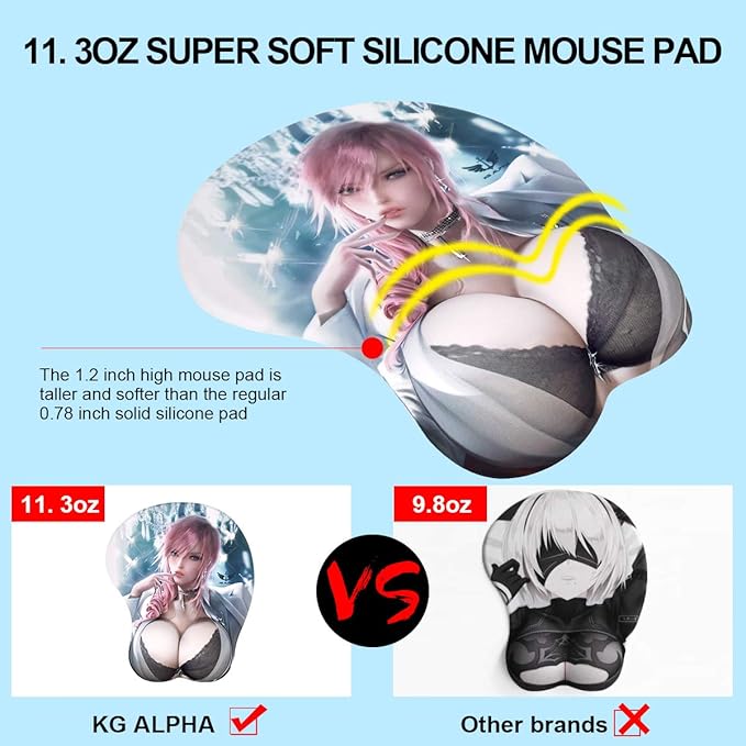 KG Alpha 3D Mouse Pad Anime Silicone Wrist Rest Support Gaming Mousepad… (Cranberry)