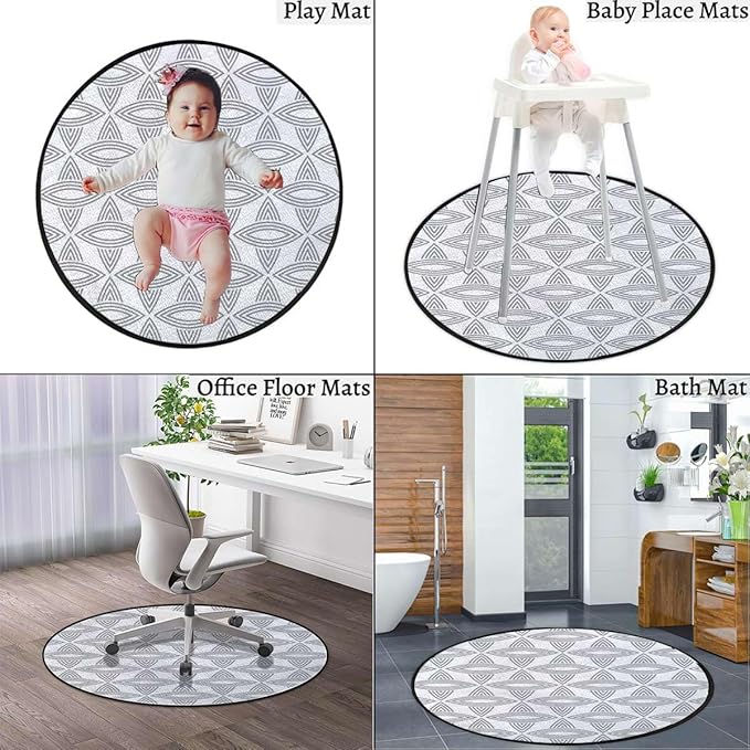 Dust and White Chair Mat Office Protector for Hardwood Floors Anti-Slip Floor Protection Mat Multi-Purpose Chair Carpet for Desk Floral Theme Design Abstract Style Diameter 35.4 in