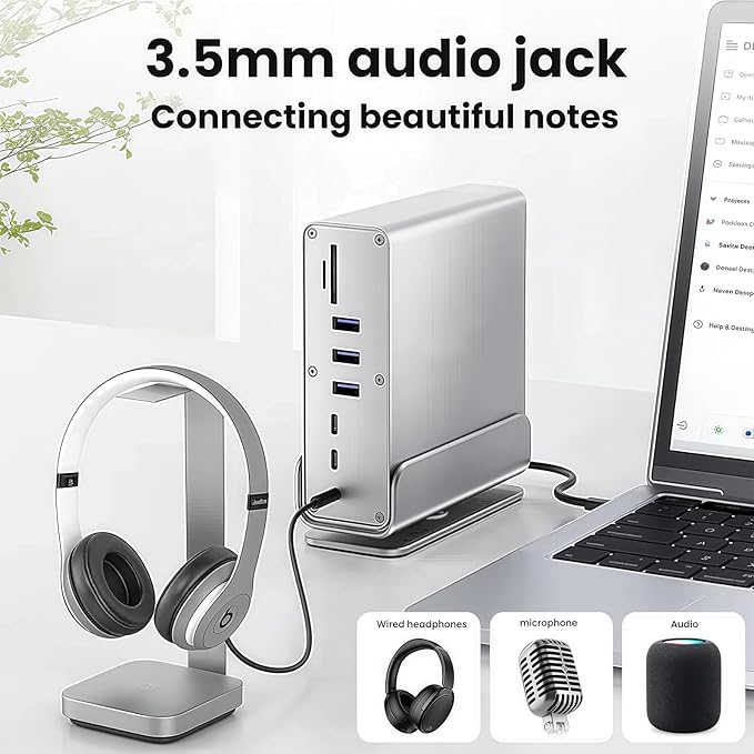 【15-in-1 USB C Hub &amp Vertical Docking Station 3 Monitors】 Dual Monitor 2 HDMI and Triple Monitor Includes DP10Gbps USB 3.2 SD/TF Gigabit Ethernet -for Dell/HP/Lenovo MacBook/SurfacePhone ect.