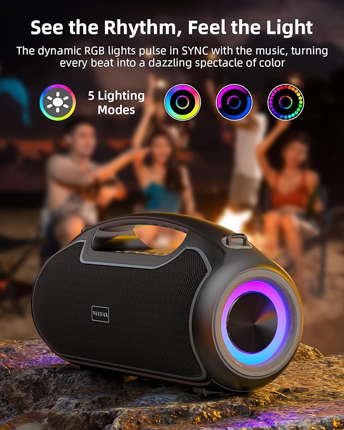 Upgrade Portable Bluetooth Speakers Wireless 200W MAX Loud Powerful Speaker w/Deep Bass IP65 Waterproof/ BT5.4 for Outdoor Party Camping Tailgating Beach Large Workshop Garage 24H Playtime