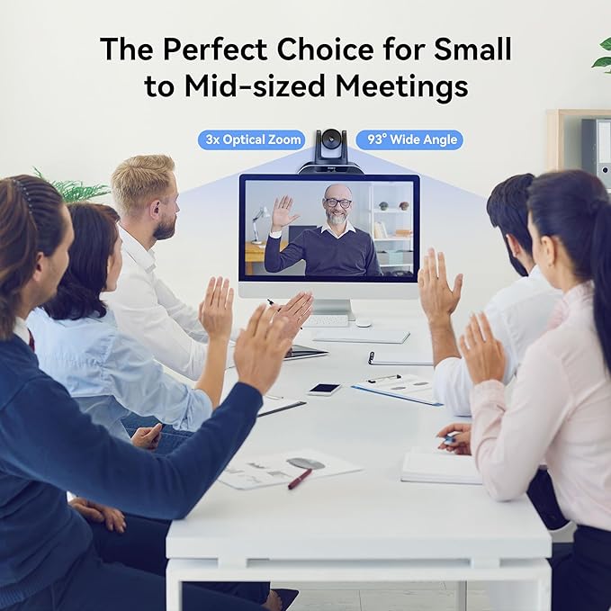 Tenveo 4K AI Auto-Tracking PTZ Camera 3X Optical Zoom USB3.0/HDMI/RS232 93° Wide-Angle UHD 4K 30FPS for Video Conferencing Business Meetings Live Streaming Church Worship Zoom Teams OBS