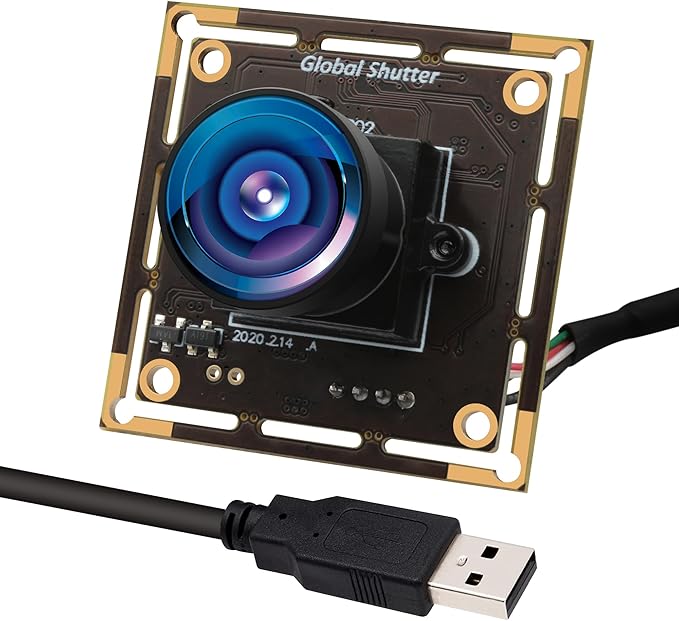 Global Shutter USB Camera 720P 60fps High Speed Monochrome Camera Wide Angle Fisheye Webcam for Windows Linux Mac Raspberry Pi