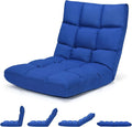 MAT EXPERT 14-Position Floor Chair Floor Gaming Chair w/Resilience Sponge Alloy Steel Frame Padded Bed Couch Recliner Floor Chair with Back Support for Reading Meditating (Blue)