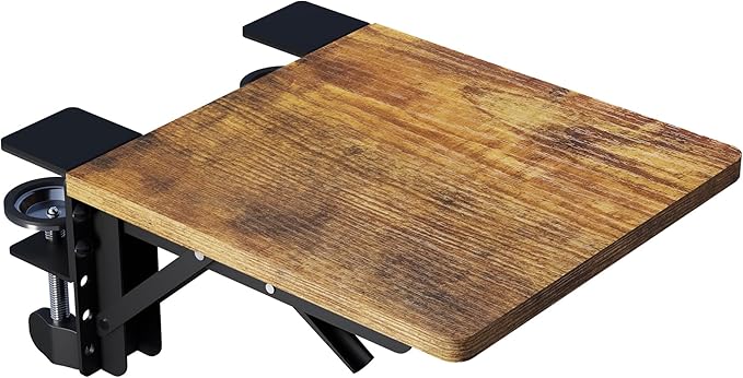 BONTEC Ergonomic Desk Extender Tray 9.5x9.1 Table Mount Arm Wrist Rest Shelf 90° Foldable Elbow Support Clamp on Computer Arm Rest for Desk Office &amp Home Use Durable &amp Easy to Install