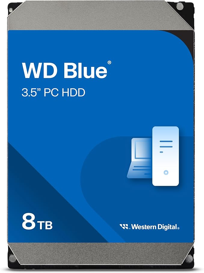 Western Digital 8TB WD Blue PC Internal Hard Drive HDD - 5640 RPM SATA 6 Gb/s 256 MB Cache 3.5 - WD80EAAZ