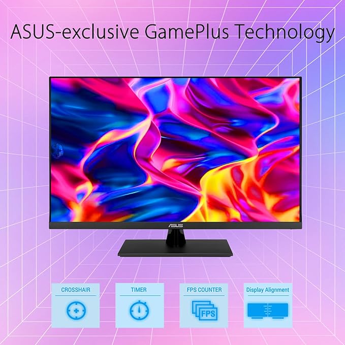 ASUS 32” 4K UHD Monitor 3840 x 2160 IPS Display HDR10 Adaptive-Sync 99% sRGB Built-in Speakers Eye Care DisplayPort HDMI VESA Mountable Professional Desktop Gaming Display - Black