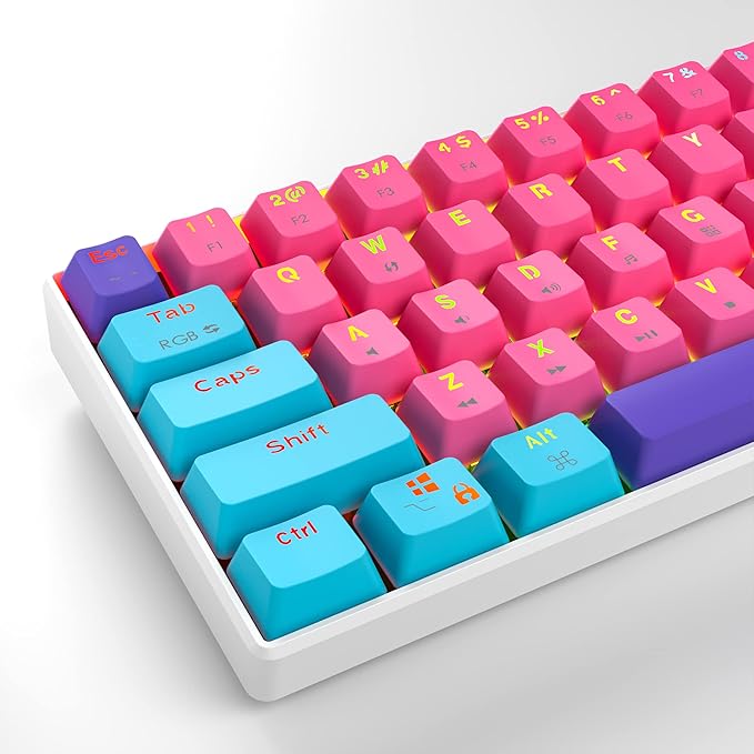 Fogruaden 60% Mechanical Keyboard 61 Keys Gaming Keyboard RGB Backlit Ultra-Compact 60 Percent Wired Keyboard for Win/Mac PC Gamer Easy to Carry on Trip (Pink Red Switch)
